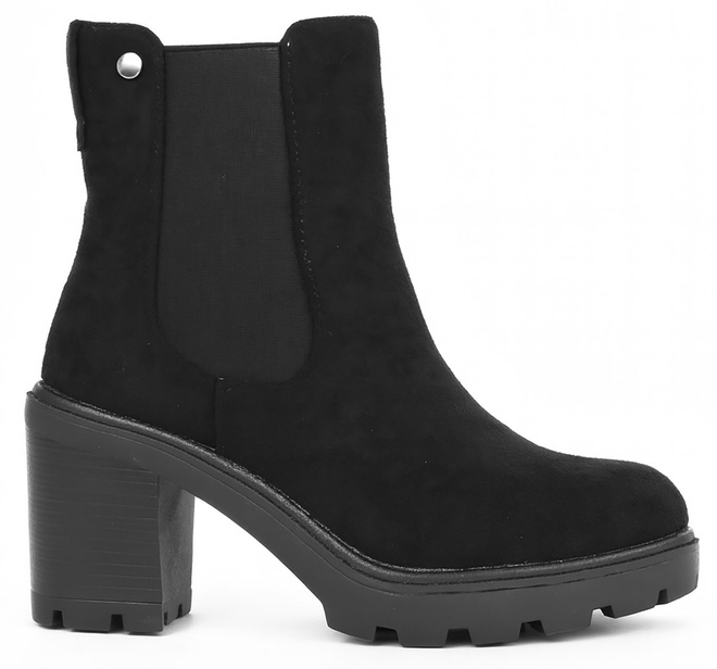 CZARNE DAMSKIE BOTKI NA SŁUPKU ZAMSZOWE OCIEPLANE ANAVIEL 1