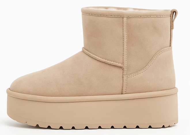 BEŻOWE OCIEPLANE ŚNIEGOWCE BOTKI NA PLATFORMIE EDDIE 3