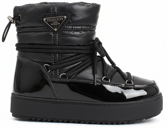 CZARNE OCIEPLANE ŚNIEGOWCE BOTKI PLATFORMA WSUWANE  1