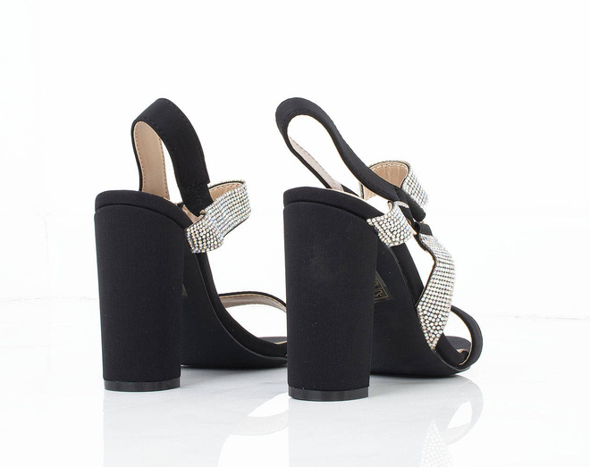 CZARNE SANDAŁY NA SŁUPKU Z CYRKONIAMI RIVA 6
