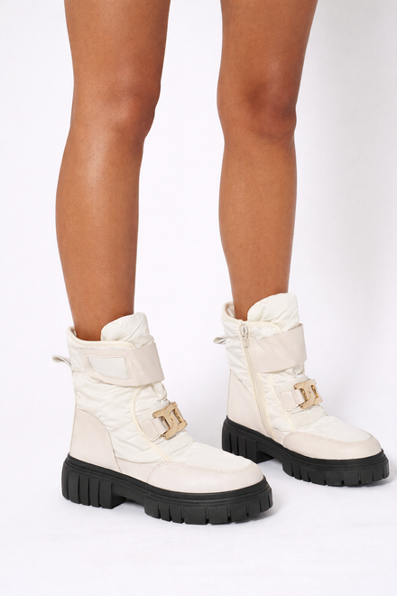 BEŻOWE ŚNIEGOWCE BOTKI  OCIEPLANE NA PLATFORMIE