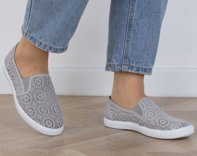 SZARE KORONKOWE BALERINKI TENISÓWKI WSUWANE ALMOR 7