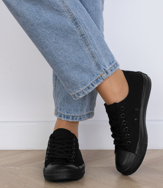 DAMSKIE KLASYCZNE CZARNE TRAMPKI TENISÓWKI 7