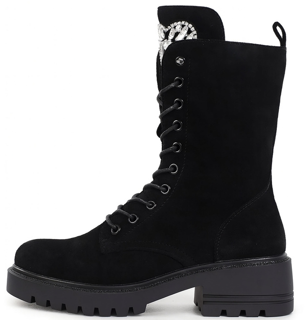 DAMSKIE CZARNE ZAMSZOWE BOTKI TRAPERY NA PLATFORMIE GRANDA 3