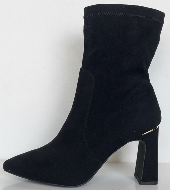 CZARNE DAMSKIE BOTKI NA SŁUPKU ZAMSZOWE OCIEPLANE LOPS 3