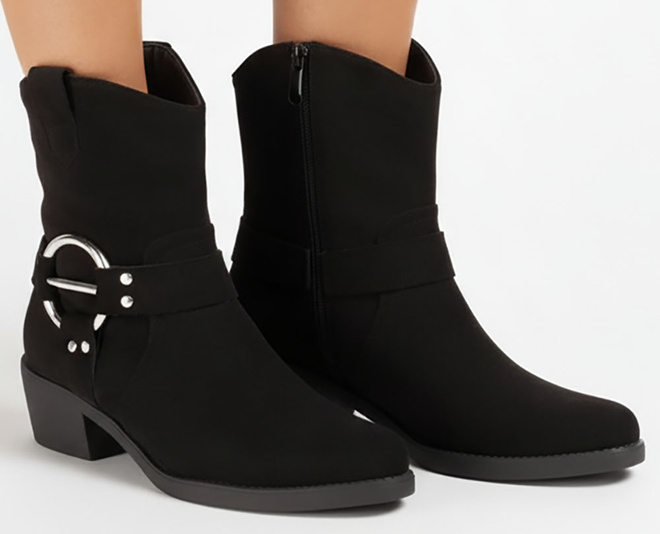 CZARNE ZAMSZOWE KOZAKI KOWBOJKI NA SŁUPKU CIRA 2