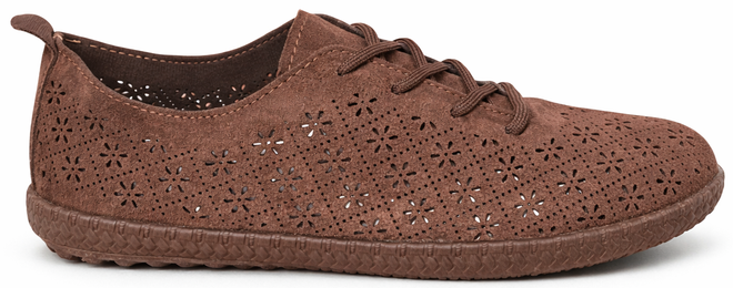 BRĄZOWE ZAMSZOWE AŻUROWE TRAMPKI TENISÓWKI SZNUROWANE 1