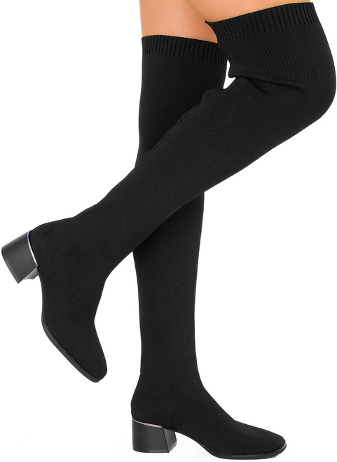 DAMSKIE CZARNE KOZAKI NA SŁUPKU ELASTYCZNA CHOLEWKA PRIM 2