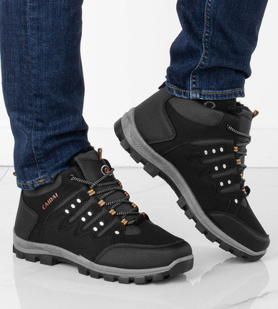 CZARNE MĘSKIE OCIEPLANE BUTY TREKKINGOWE