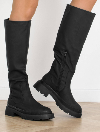 CZARNE MATOWE KOZAKI NA PLATFORMIE ROSENDALL