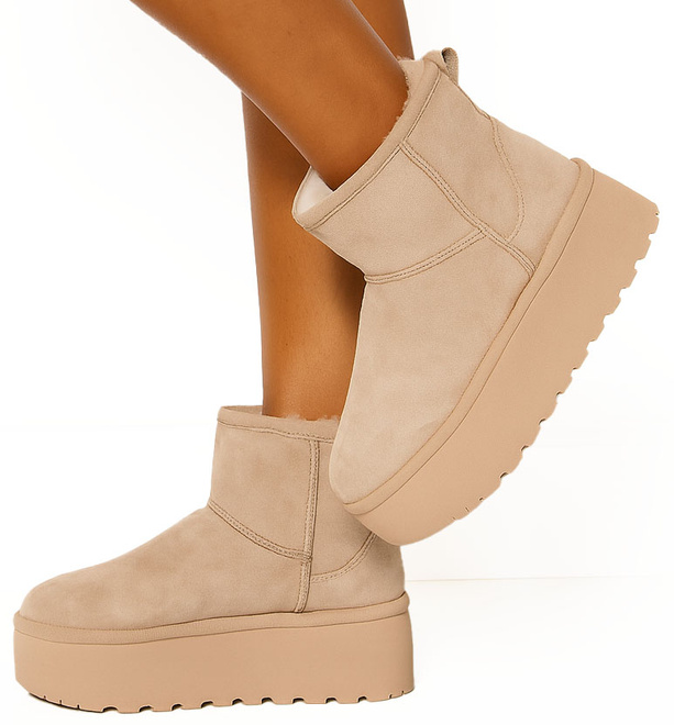 BEŻOWE OCIEPLANE ŚNIEGOWCE BOTKI NA PLATFORMIE EDDIE 2