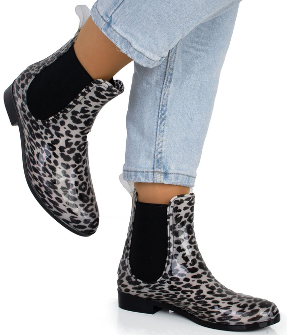 PANTERKA DAMSKIE KRÓTKIE KALOSZE LAKIEROWANE TOLBY 4