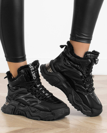 CZARNE SNEAKERSY OCIEPLANE FUTERKO BOTKI PLATFORMA CALLIE