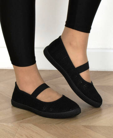 CZARNE DAMSKIE BALERINKI TENISÓWKI KORONKOWE