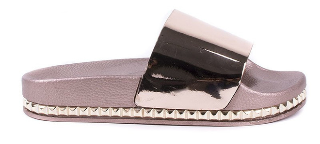 ZŁOTE LAKIEROWANE GUMOWE KLAPKI Z ĆWIEKAMI LINESS 2