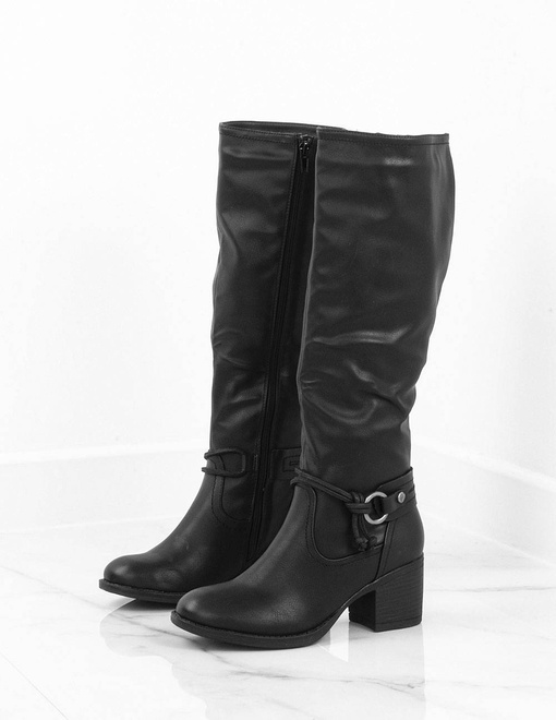 CZARNE SKÓRZANE KOZAKI TORINI