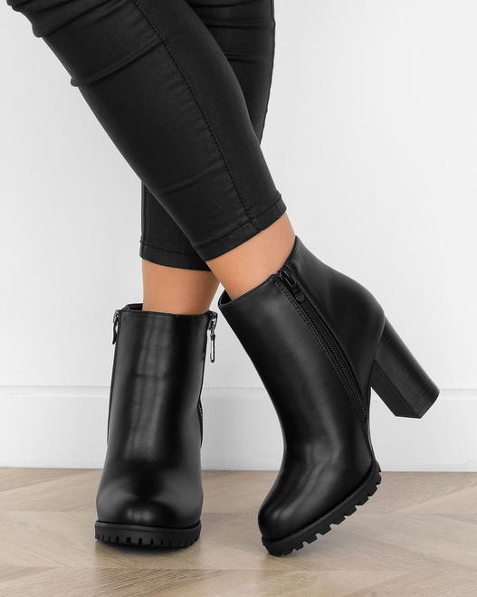 CZARNE DAMSKIE BOTKI NA SŁUPKU SKÓRZANE NA ZAMEK GART 7