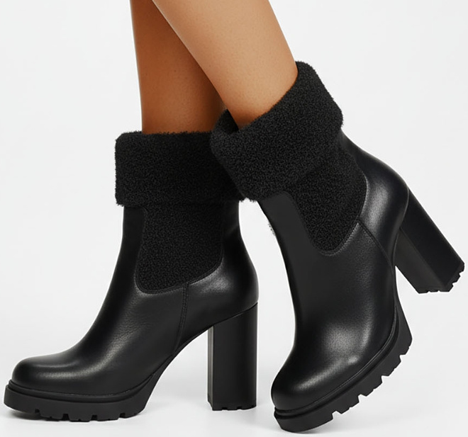  SKÓRZANE CZARNE BOTKI NA OBCASIE NA SŁUPKU OCIEPLANE BIGI 4