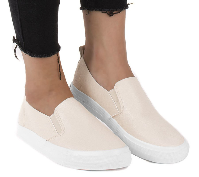 BEŻOWE TRAMPKI TENISÓWKI SLIP ON FRESYLA 1
