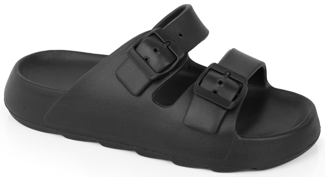 CZARNE DAMSKIE KLAPKI WYGODNE NA PLATFORMIE JEREZ 1