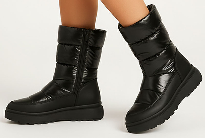 CZARNE ŚNIEGOWCE BOTKI OCIEPLANE NA PLATFORMIE 4