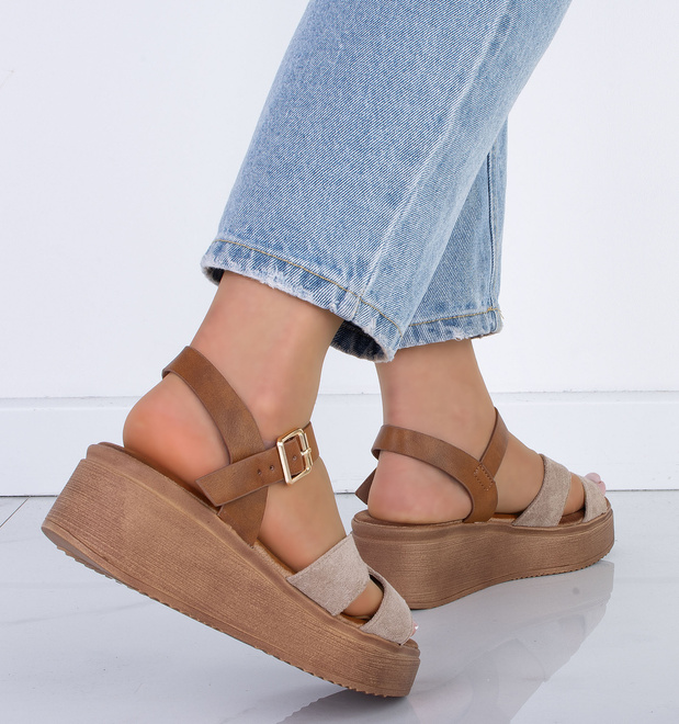 BEŻOWE SANDAŁY ESPADRYLE DAMSKIE NA PLATFORMIE JORMA 7