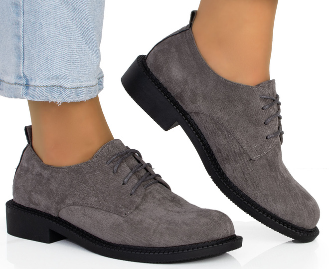 SZARE PÓŁBUTY ZAMSZOWE DAMSKIE SZNUROWANE SIRRO 2