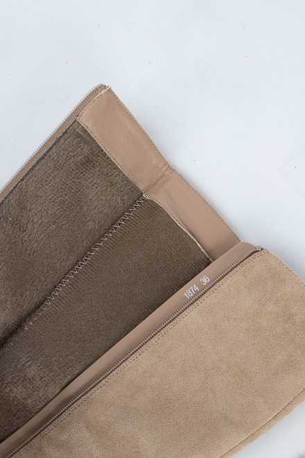 DAMSKIE KHAKI BEŻOWE WYSOKIE KOZAKI ZAMSZOWE NA SŁUPKU 7