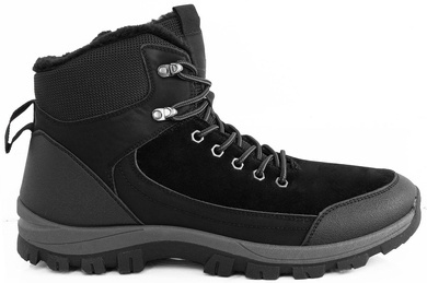 CZARNE MĘSKIE BOTKI ZAMSZOWE OCIEPLANE TRAPERY