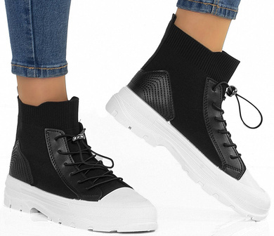 CZARNE BOTKI TRAMPKI ELASTYCZNE DERELA