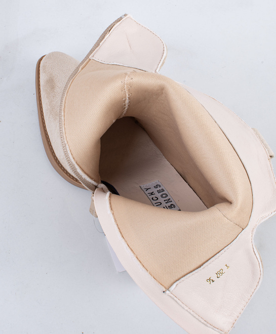 BEŻOWE ZAMSZOWE WYSOKIE KOWBOJKI BOTKI SŁUPEK DORITA 5