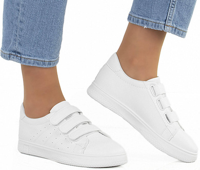 BIAŁE SNEAKERSY NA RZEPY DAMSKIE