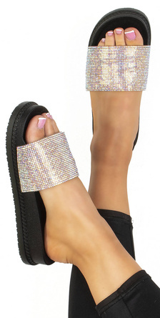 CZARNE KLAPKI NA PLATFORMIE Z CYRKONIAMI SUZANE