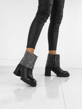 CZARNE BOTKI OCIEPLANE Z ĆWIEKAMI SŁUPEK LUNER