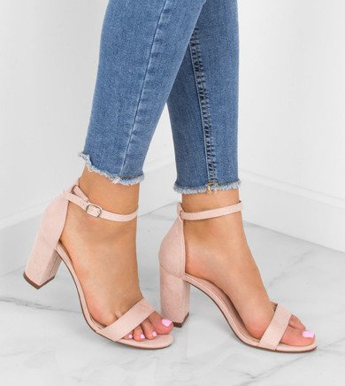 BEŻOWE ZAMSZOWE SANDAŁY NA SŁUPKU SONYA