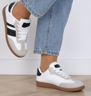 DAMSKIE BIAŁE SNEAKERSY TRAMPKI SKÓRZANE PEAR