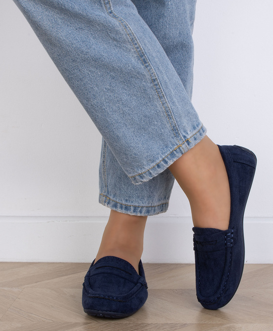 GRANATOWE MOKASYNY ZAMSZOWE DAMSKIE WSUWANE ORPE 6