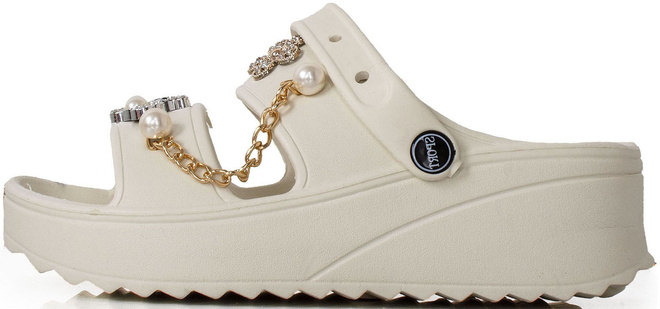 BEŻOWE LEKKIE KLAPKI SANDAŁY Z OZDOBAMI AURORA 3