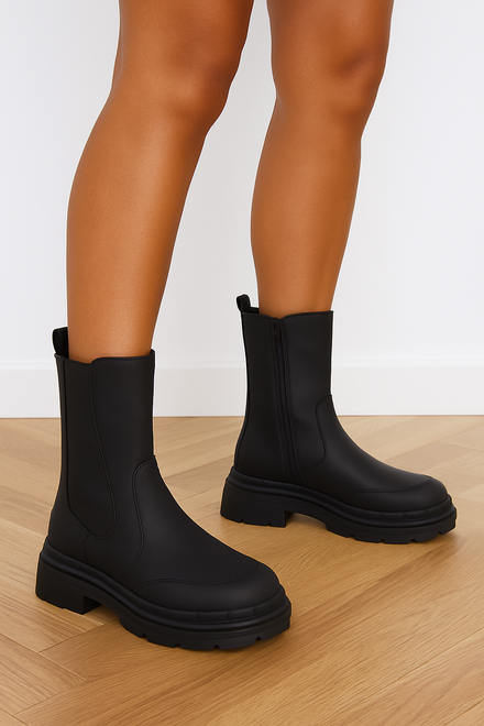 WYSOKIE CZARNE DAMSKIE BOTKI OCIEPLANE ZAMEK BLENOR