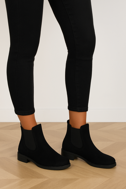 CZARNE BOTKI SZTYBLETY ZAMSZOWE KLASYCZNE WSUWANE DOLORES 8