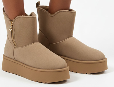 BEŻOWE OCIEPLANE ŚNIEGOWCE BOTKI NA PLATFORMIE ELDIRA