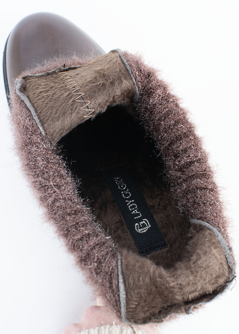  SKÓRZANE BRĄZOWE BOTKI NA OBCASIE NA SŁUPKU OCIEPLANE BIGI 5