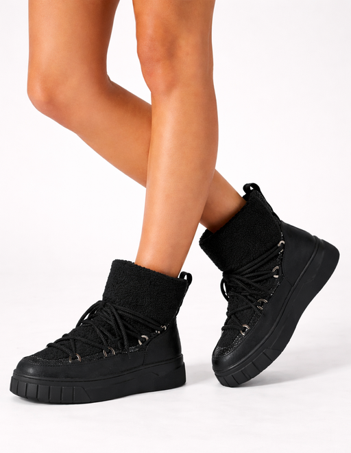 OCIEPLANE ŚNIEGOWCE BOTKI NA PLATFORMIE CZARNE CORINE