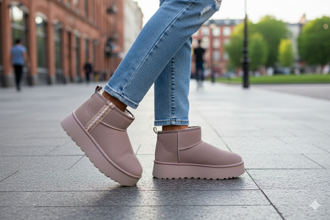 BEŻOWE OCIEPLANE ŚNIEGOWCE BOTKI PLATFORMA RICCA