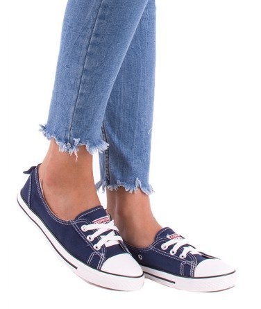 GRANATOWE NISKIE WYKROJONE TRAMPKI TENISÓWKI STARS