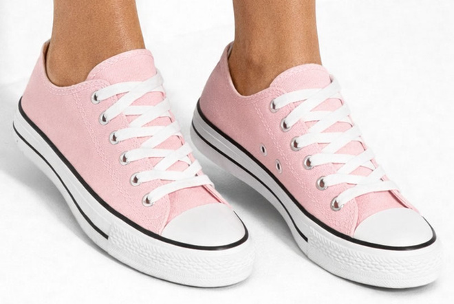 RÓŻOWE KLASYCZNE NISKIE TRAMPKI TENISÓWKI SZNUROWANE 2