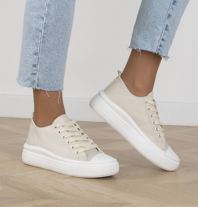 BEŻOWE TRAMPKI NA GRUBEJ PODESZWIE FRESIA