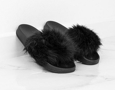 CZARNE GUMOWE KLAPKI Z DŁUGIM FUTERKIEM JADEN