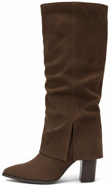 DAMSKIE BRĄZOWE WYSOKIE KOZAKI ZAMSZOWE NA SŁUPKU ROSELINE 3