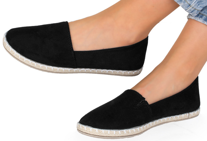 DAMSKIE CZARNE TRAMPKI ESPADRYLE TENISÓWKI CZESZKI WSUWANE KAYLA 4